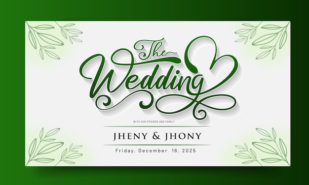 Lettering of happy wedding template design