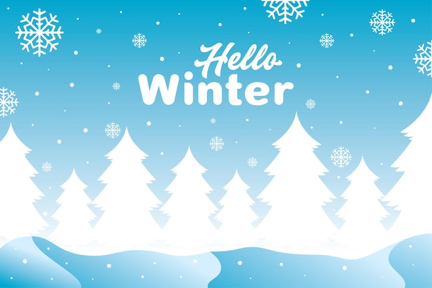 Lettering Hello Winter Vector, Illustration, Calligraphy Design Usable for Poster, Banner, Wallpaper
