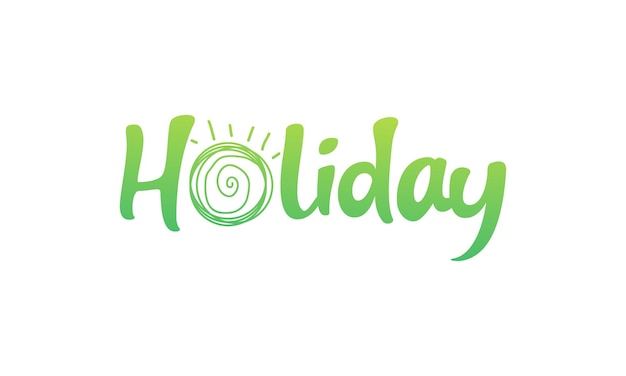 Lettering holiday with sun art logo symbol icon vector graphic design