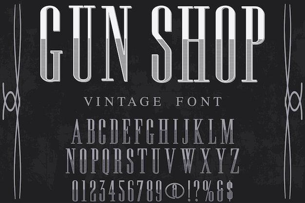 Lettering label design gun shop