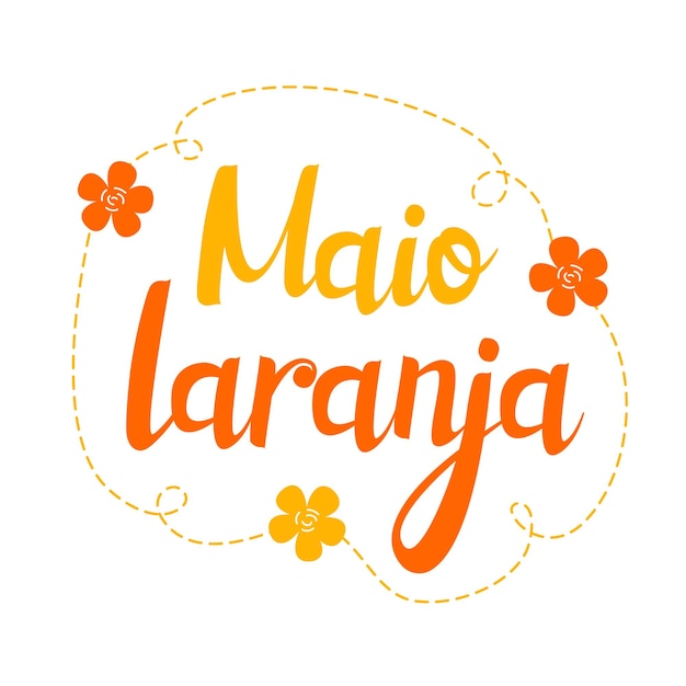 Lettering of Maio laranja campaign against violence research of children. Written in portuguese.