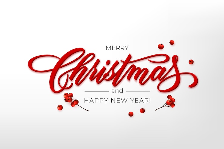 Vector lettering merry christmas and happy new year