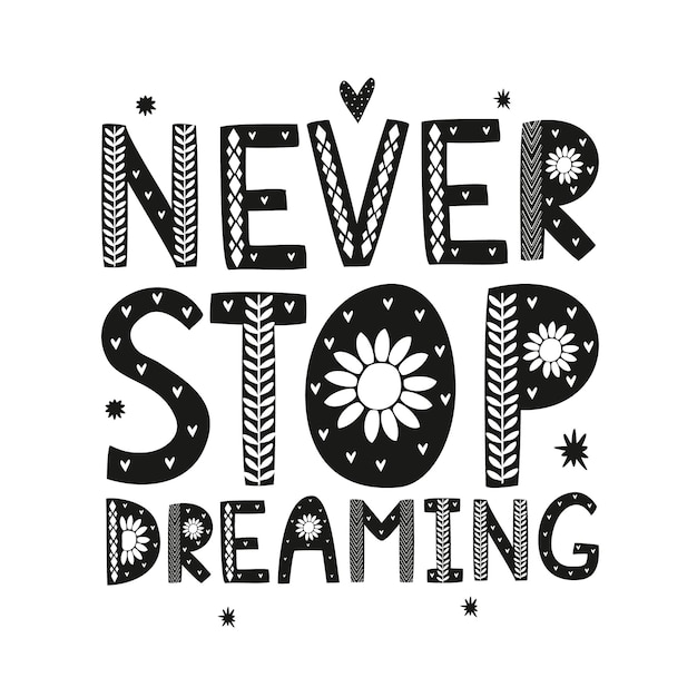 Lettering never stop dreaming