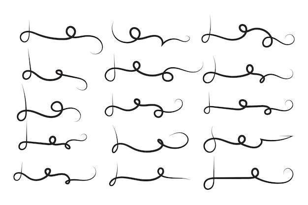 Lettering onderstrepen krullende swoosh tekstelementen typografie lettertype curve staart highlight vector
