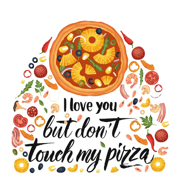 Vettore lettering pizza illustrazione vettoriale