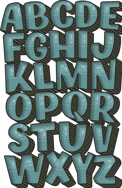 T 셔츠 인쇄 및 Backgr에 대 한 손으로 그린 문자 인쇄 술 글꼴 재미 있는 알파벳 레터링 포스터