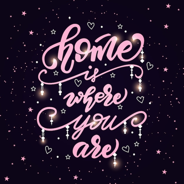 Vector lettering poster with a phrase about home