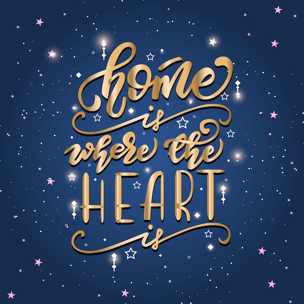 Vector lettering poster with a phrase about home