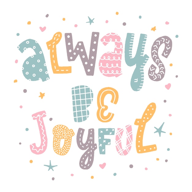 Vector lettering quote 'always be joyful'