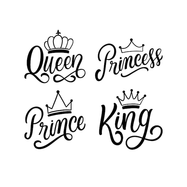 Vector lettering royal family stickers collection