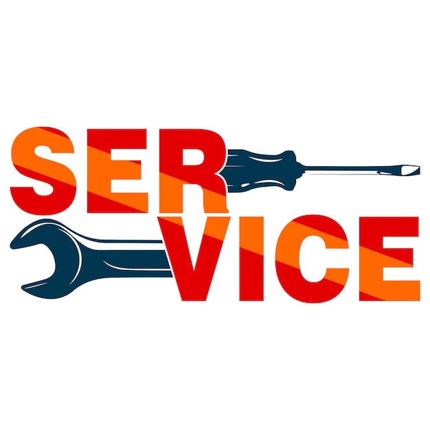 Lettering service screwdriver and wrench Symbol for repair and service