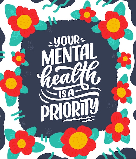 Vector lettering slogan about therapy mental healthcare