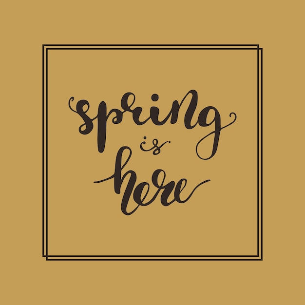Lettering spring is here. illustrazione vettoriale