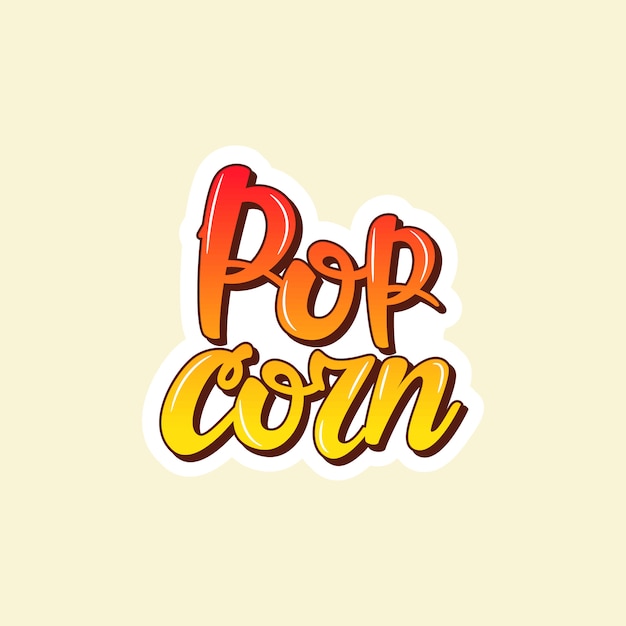 lettering sticker popcorn. 