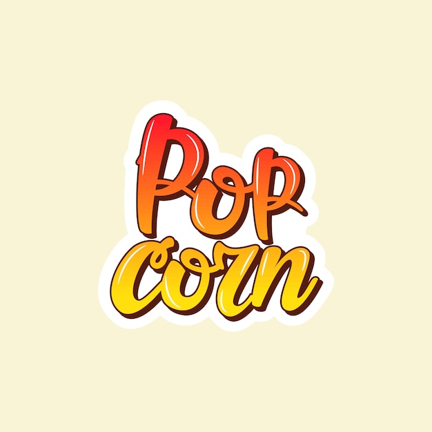 Lettering Sticker Popcorn. 