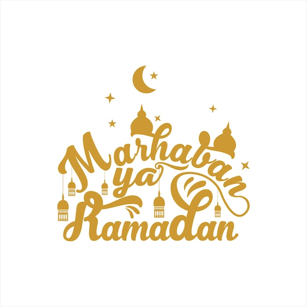 Lettering or text art of ramadan holy islamic month in gold color vector