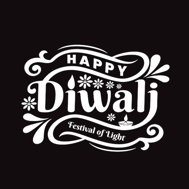 Vector lettering text of happy diwali
