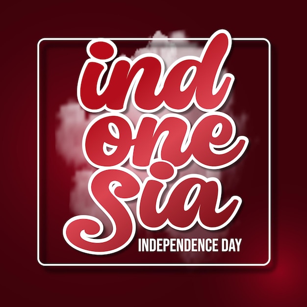 lettering text of indonesia independence day