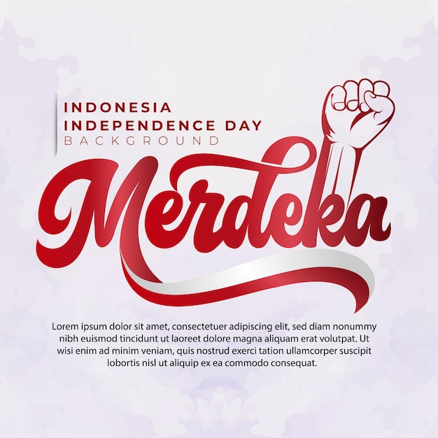 메르데카 인도네시아 독립 기념일의 레터링 텍스트