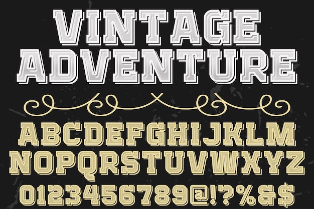Lettering carattere tipografico etichetta design avventura vintage
