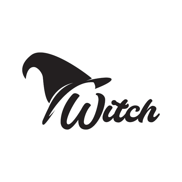 Lettering witch with hat logo design vector graphic symbol icon illustration creative idea