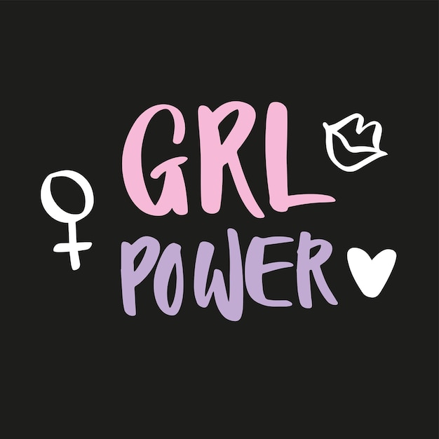 Lettering with handdrawn elements and texts SUPER GIRL