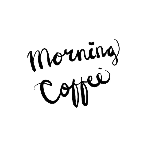 Lettering Word Morning Coffee Doodle Vector Illustration