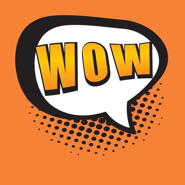 Lettering wow. Comic text sound effects. Vector bubble icon speech phrase.