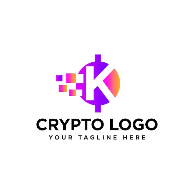 Vector letterkcryptocurrencylogodesignvector