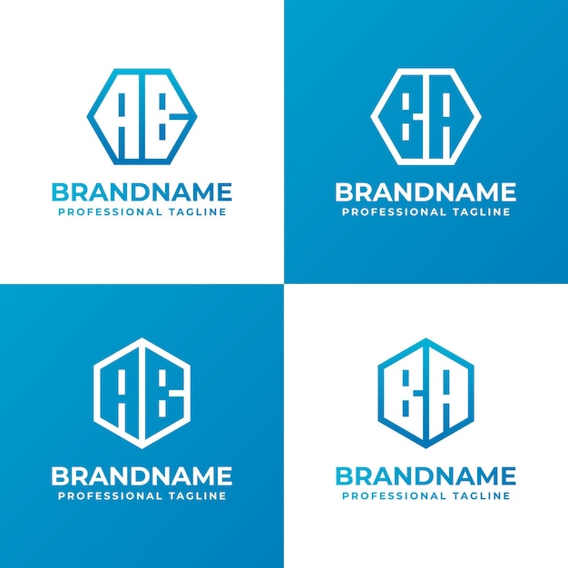 Letters AB en BA Hexagon Logo Set geschikt voor zaken met AB of BA initialen