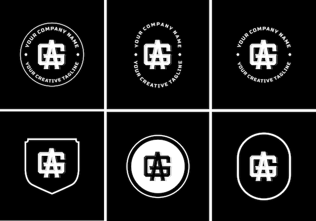 文字 AG または GA モノグラム テンプレート ロゴ初期バッジ デザイン