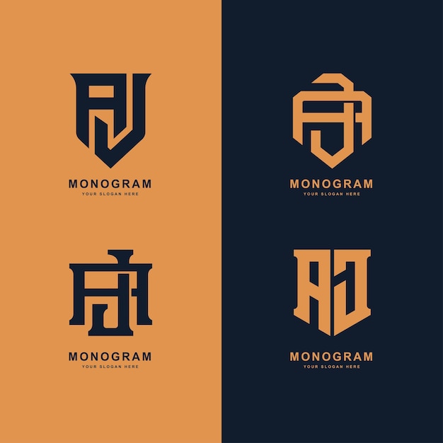 Letters AJ of JA monogram sjabloon logo initiaal voor kleding, kleding, merk