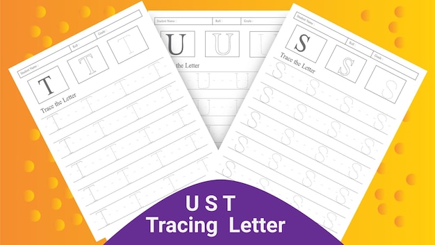 Vector letters and alphabet tracing practice for kids