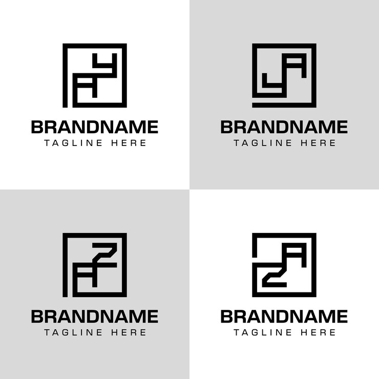 Vector letters ay ya az za monogram logo set for business with ay ya az za initials