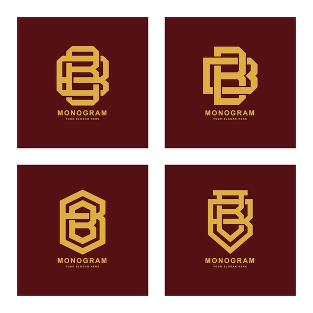 衣料品、アパレル、ブランドの初期の文字 B または BB モノグラム テンプレート ロゴ