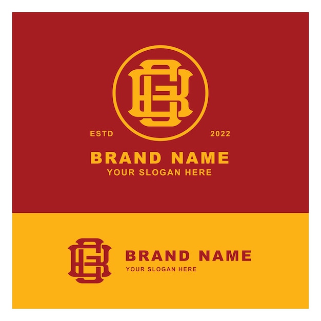 衣料品、アパレル、ブランドの初期文字 BG または GB モノグラム テンプレート ロゴ