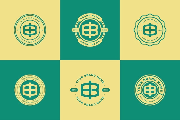 벡터 문자 bi 또는 ib 모노그램 템플릿 로고 이니셜, 의류, 의류, 브랜드 배지 디자인