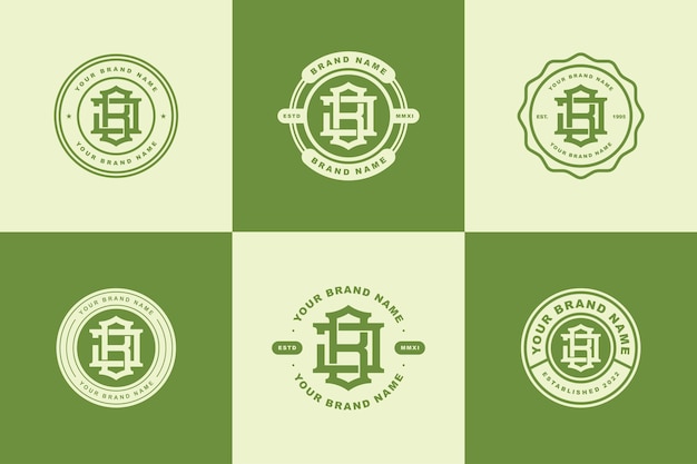 文字 BJ または JB モノグラム テンプレート ロゴの初期、衣料品、アパレル、ブランドのバッジ デザイン