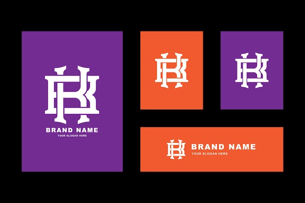 Вектор Буквы bk или kb начальный логотип шаблона монограммы для одежды, одежды, бренда