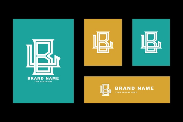 衣料品、アパレル、ブランドの初期文字 BL または LB モノグラム テンプレート ロゴ