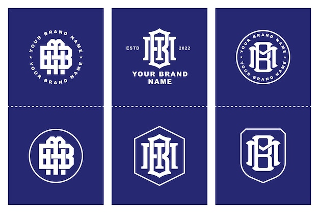 文字 BM または MB モノグラム テンプレート ロゴの初期、衣料品、アパレル、ブランドのバッジ デザイン