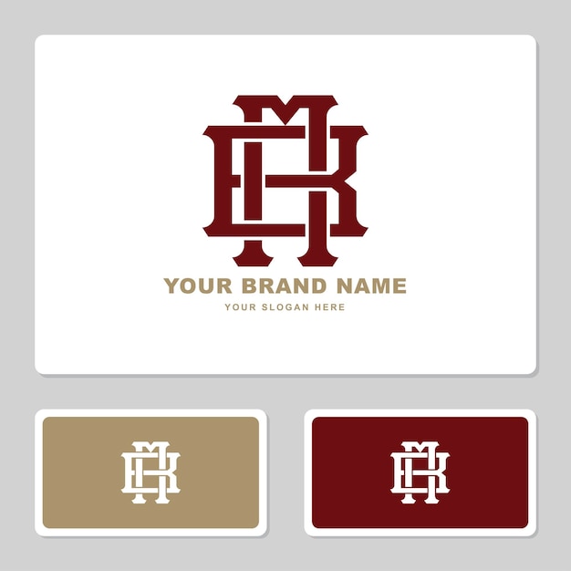衣料品、アパレル、ブランドの初期文字 BM または MB モノグラム テンプレート ロゴ