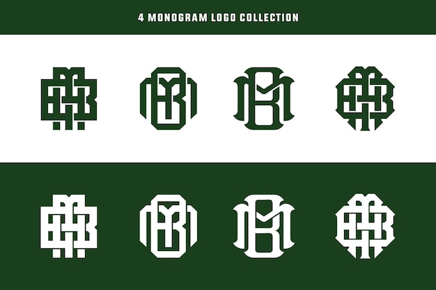 Буквы BM или MB начальный логотип шаблона монограммы для одежды, одежды, бренда