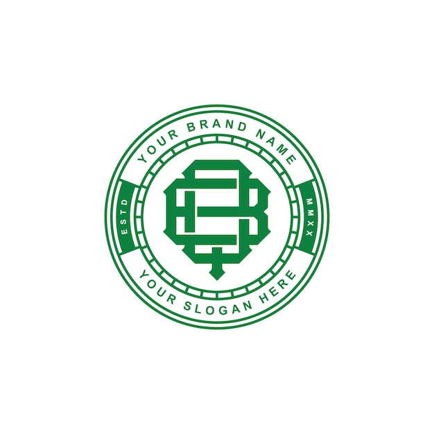 Буквы BQ или QB шаблон логотипа монограммы инициал, дизайн значка для одежды, одежды, бренда