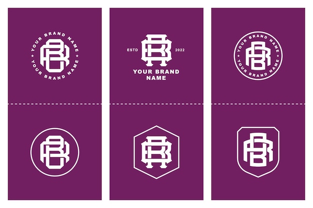 벡터 문자 br 또는 rb 모노그램 템플릿 로고 이니셜, 의류, 의류, 브랜드 배지 디자인