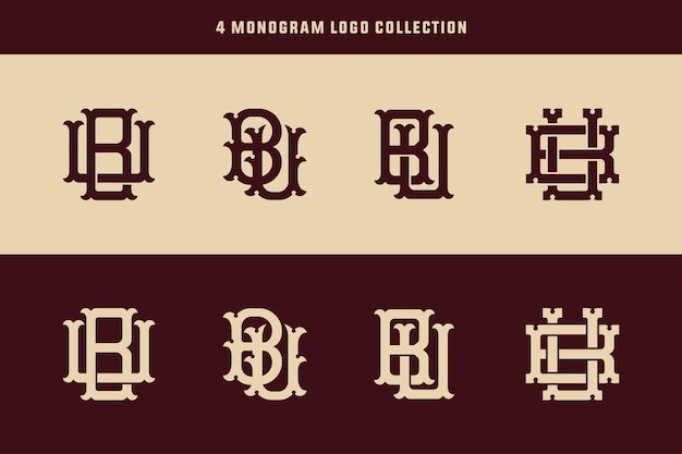 ベクトル 衣料品、アパレル、ブランドの初期文字 bu または ub モノグラム テンプレート ロゴ