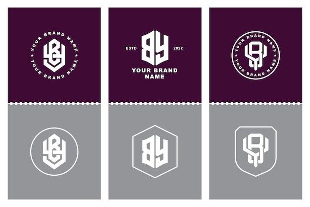 Letters BY or YB monogram template logo initial, badge design for clothing, apparel, brand