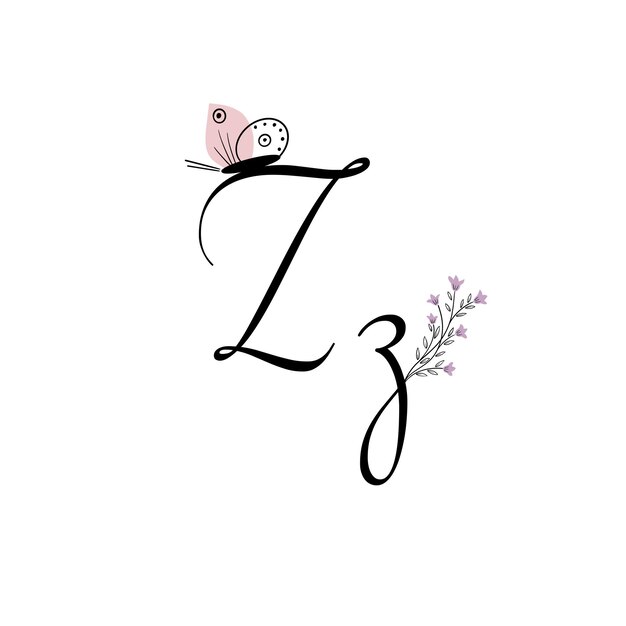 Letters drawn by hand Letters with flowers Spring alphabet The letters of the branches Line art