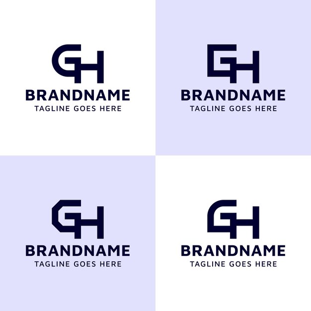 Vettore gh letters monogram logo set adatto a qualsiasi azienda con le iniziali gh o hg