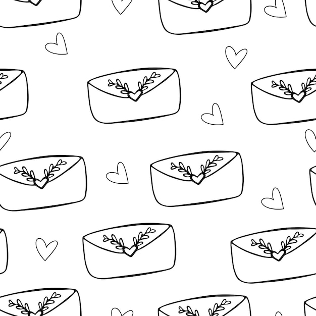Letters and hearts seamless pattern